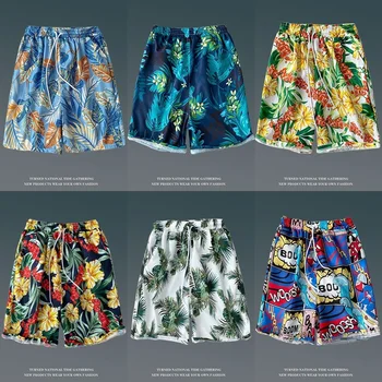 הוואי מזדמנים מכנסיים קצרים של הגברים נמל בסגנון חופשי ומגוון הפרחים התחתונים חופשה על החוף תכליתי המגמה כמה Capris
