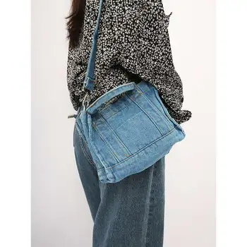 הטמפרמנט של נשים ג ' ינס תיק ההגירה הקיץ Canvasbag תיק כתף מזדמן Crossbody תיק נשים Ladypersonal נוחות תיק