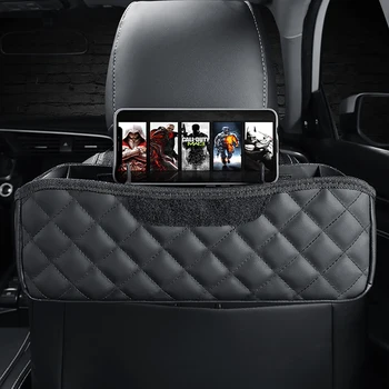 המכונית Seatback ארגונית רב-תפקודי עור שקית אחסון הרכב רקמות תיבת טלפון נייד בעל רכב Seatback אחסון תלוי תיק