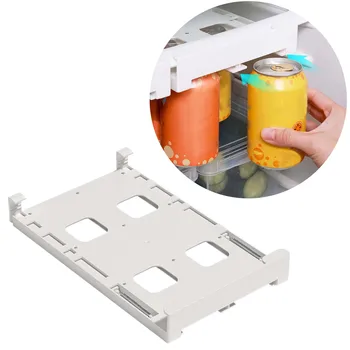 המקרר תלוי ארגונית פחי יכול מתקן אחסון בעל סודה ומשקאות מזון משומר מיכל בן פלסטיק מדף המקרר.