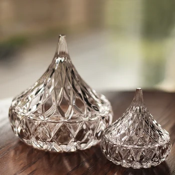 חמוד האירופי יצירתי יהלומים תכשיטים אחסון קופסאות זכוכית תכשיט מיכלי זכוכית קריסטל ממתקים פחיות טיפת מים נר צנצנות.