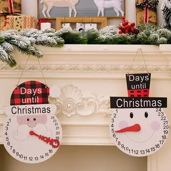 חמוד חג הספירה לאחור חגיגי עץ לוח קיר חג המולד צבעוני כובע, זקן מגבעת שלג מצביע הביתה הספירה לאחור קישוט