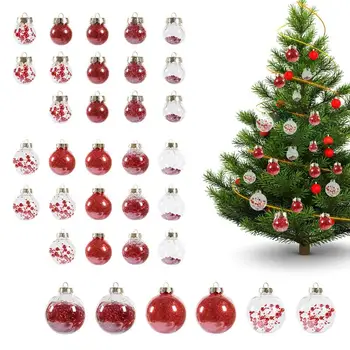 כדורי חג המולד 34Pcs דקורטיביים הכדור קישוטי עץ אלקטרוליטי מגוון חסיני כדורים כדורי עץ קישוטי החג