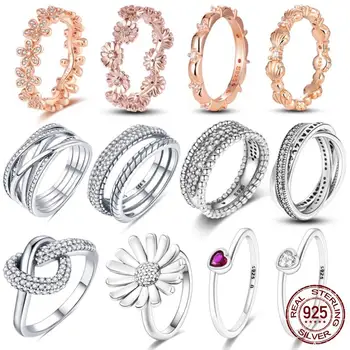 מכירת כסף סטרלינג 925 Stackable אינסופי הלב דייזי פרח טבעת לנשים המקורי 925 טבעות כסף מותג תכשיטים מתנה 1