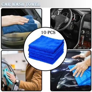 10Pcs מכונית כחולה ניקוי לשטוף בד מיקרופייבר ניקוי לרכב אוטומטי המפרט רך בגדים לכבס את המגבת מטלית מיקרופייבר מגבת כלים