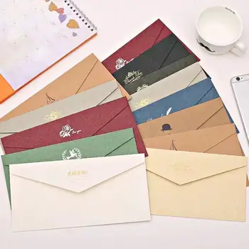 המעטפה הגיוני מכתב וינטג 'זהב חותמת פשוטה המערבי כרטיס ברכה וינטג' מכתב הזמנה קוריאנית המכתב