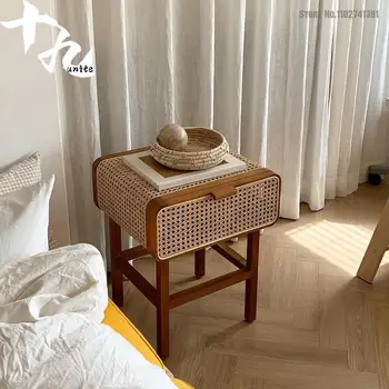 קוריאנית סלבריטאים קש מעץ מלא שולחן ליד המיטה, סיני מודרני ריהוט קלאסי עם סגנון רטרו